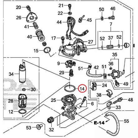 Honda OEM suodattimen kannen tiiviste BF75-BF250 - Honda OEM Perämoottorin Tiivisteet - 16073-ZY3-000 - 2
