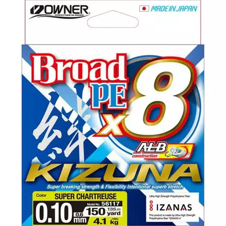 Owner Kizuna X8 Kuitusiima 135m Chartreuse - Kuitusiimat - 56117-010 - 2