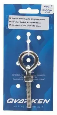 Qvarken AISI 316 Haponkestävä silmukkapultti - Venekiinnikkeet ja pientarvikkeet - 103-07-0610 - 2