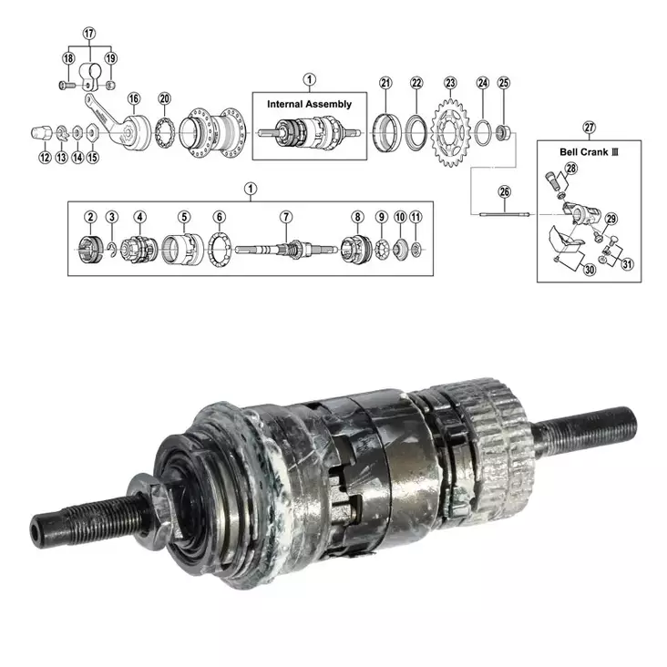 SHIMANO 3-v (SG-3C41) sisäkokoonpanosarja - Polkupyörän varaosat - 64300 - 1