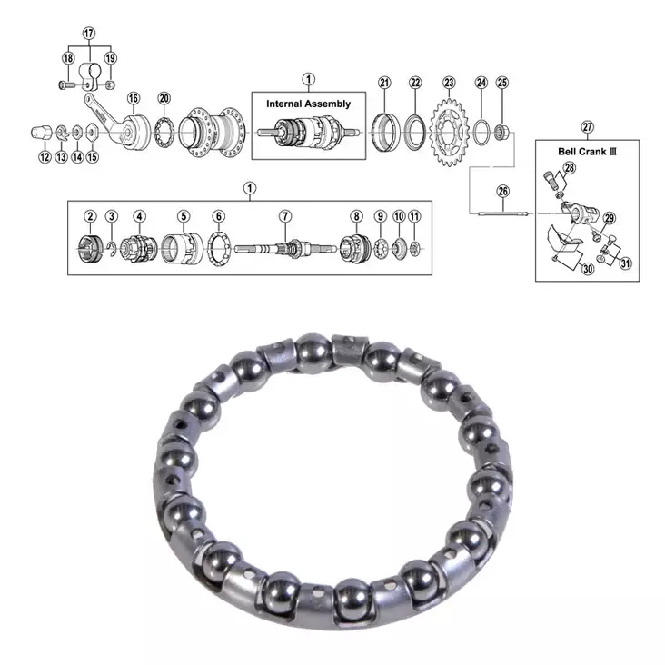 SHIMANO 3-v (SG-3C40/41) kuulakehä L - Polkupyörän varaosat  - 64330 - 1