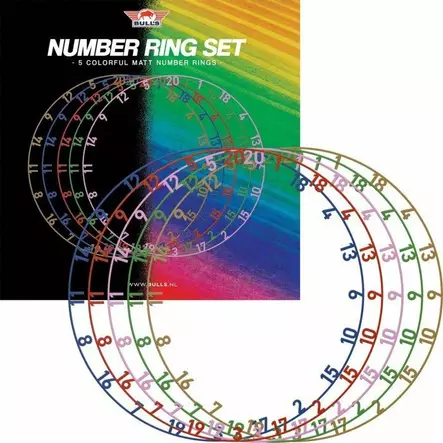 Bull's Colorfull Matt Number Ring Set | 5pcs - Dartstaulut - BU-65011 - 1