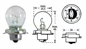 Honda Monkey Polttimo 7008 6V 15W P 26S - Mopon ja Moottoripyörän varaosat - 71601 - 1
