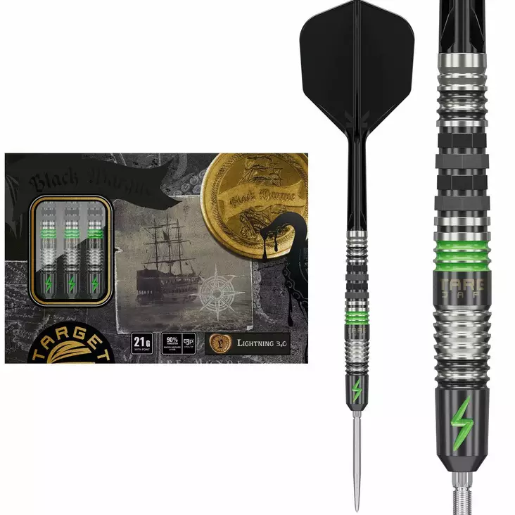 Target Japan Black Marque Lightning 3.0 Swiss Point 90% Steel Tip Dartstikat - Target Darts Tikat - 190571 - 1