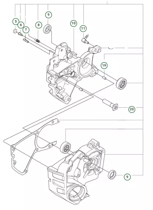 Husqvarna kampikammio täydellinen 39 cc - Moottorisahat - 5998093-01 - 1