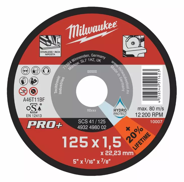 Milwaukee SCS41/125 x 1,5 PRO+ katkaisulaikka - Kulmahiomakoneen terät ja laikat - 4932498002 - 1