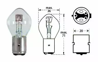 Suzuki PV-50 Polttimo 6V 15/15W BA 20D - Mopon ja Moottoripyörän varaosat - 71603 - 1