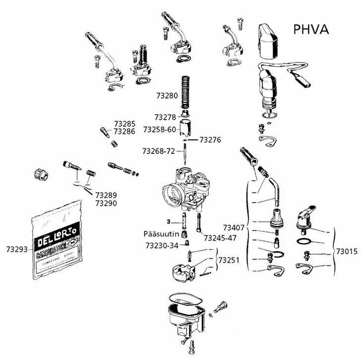 Dellorto PHVA Tiivistesarja - Mopon ja Moottoripyörän varaosat - 73293 - 1