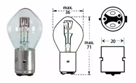 Polttimo 6V 25/25W BA 20D - Mopon ja Moottoripyörän varaosat - 71604 - 1