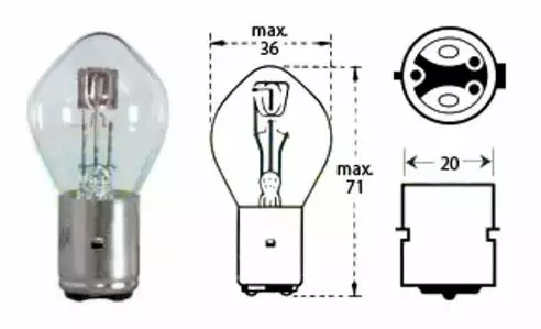 Polttimo 6V 25/25W BA 20D - Mopon ja Moottoripyörän varaosat - 71604 - 1