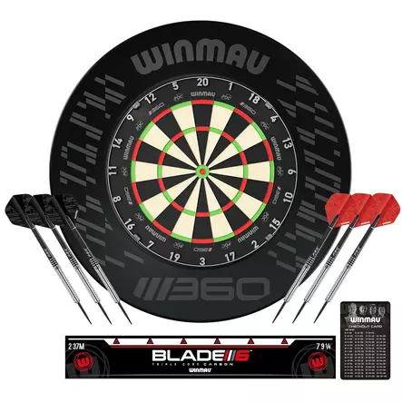 Winmau Blade Triple Core 360 + Winmau 360 Surround Black + Tungsten Darts - Dartsetti - Dartstaulun seinäsuojat  - 5345 - 1