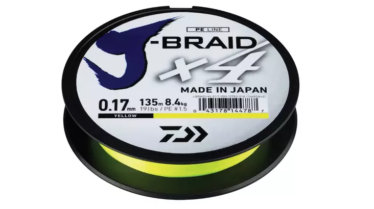 Daiwa J-Braid X4 Kuitusiima Keltainen 0,10mm 3,8Kg 135m - Kuitusiimat - 205425 - 1
