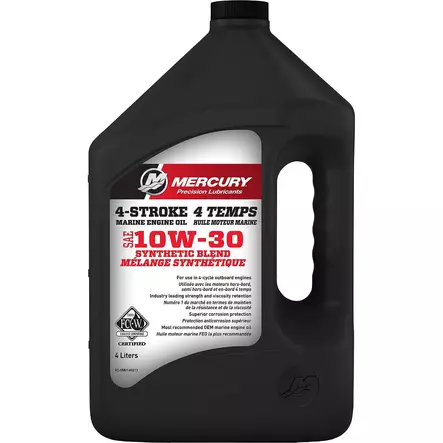 Mercury 10W-30 osasynteettinen nelitahtimoottoriöljy 4 L - Mercury OEM Öljyt ja Kemikaalit - 8M0206996 - 1