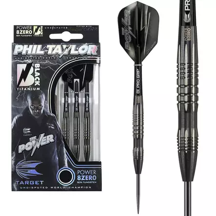 Target Phil Taylor Power 8Zero Black 22g Titanium 80% Dartstikat - Target Darts Tikat - 200206 - 1