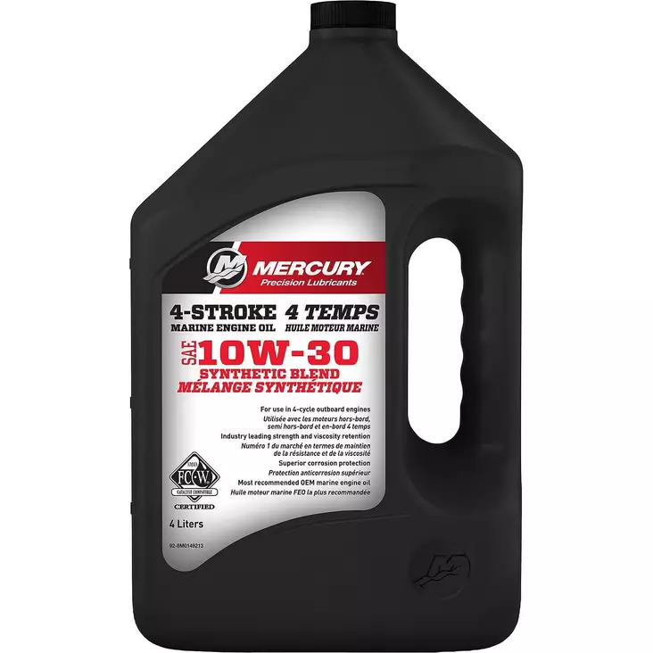 Mercury 10W-30 osasynteettinen nelitahtimoottoriöljy 4 L - Mercury OEM Öljyt ja Kemikaalit - 8M0206996 - 1