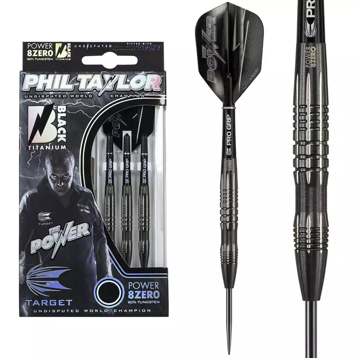 Target Phil Taylor Power 8Zero Black 22g Titanium 80% Dartstikat - Target Darts Tikat - 200206 - 1