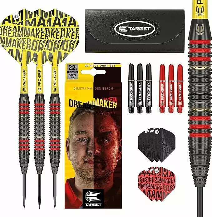 Target Dimitri van den Bergh 22g Brass Dartstikka Setti - Target Darts Tikat - 170007 - 1