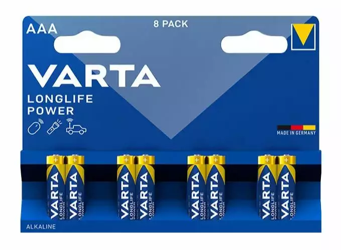 Varta Longlife Power AAA Paristo 8kpl - Paristot - 40-AAA-8 - 1