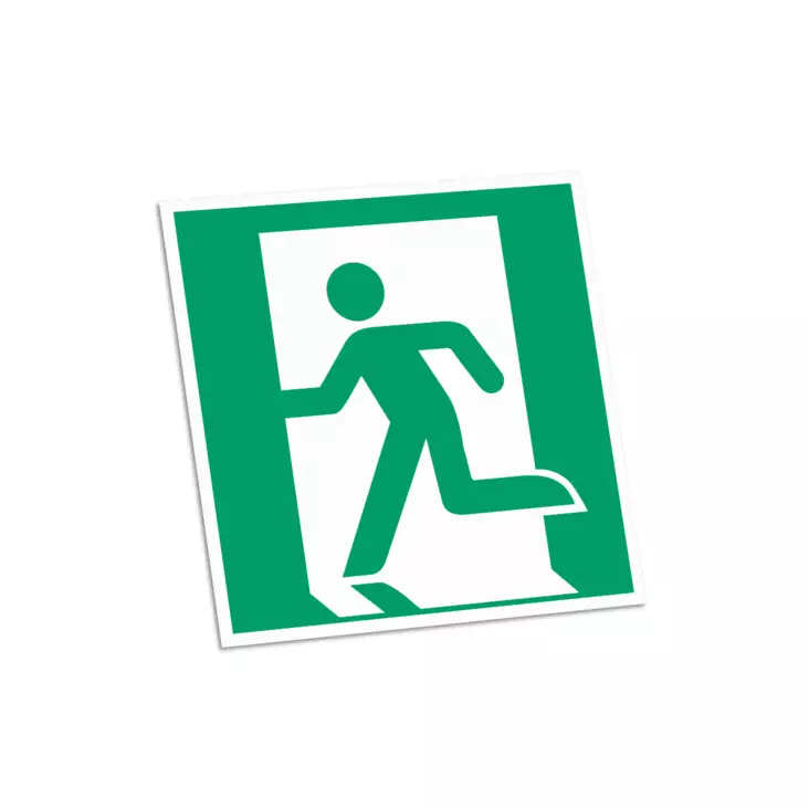 Poistumisreitti kyltti | Vasen | Jälkivalaiseva | 20x20cm - Opasteet ja kyltit - 109 - 1