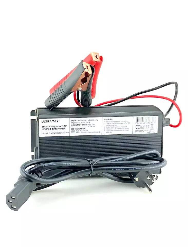 Ultramax LiFePO4 laturi 12V 20A. Sopii 60-200Ah 12V LiFePO4 akuille - Akkulaturit - UM-CHAR-12V20A - 1