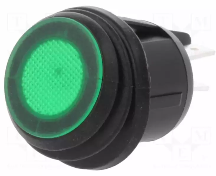 SCI Pyöreä keinukytkin, vihreä, valolla - Venesähkötarvikkeet - R13-244B8-02-BBG - 1